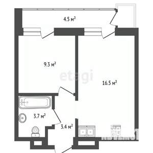 1-к квартира, вторичка, 37м2, 13/16 этаж