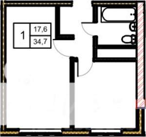1-к квартира, вторичка, 35м2, 5/5 этаж