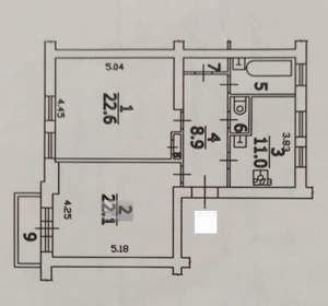 2-к квартира, вторичка, 72м2, 4/4 этаж
