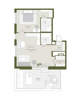 1-к квартира, вторичка, 67м2, 4/8 этаж