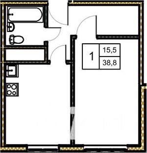 1-к квартира, вторичка, 39м2, 5/5 этаж