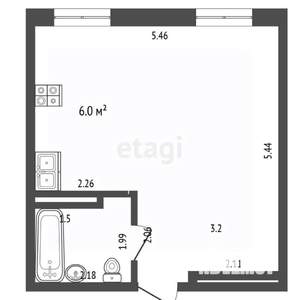 Студия квартира, вторичка, 30м2, 4/6 этаж