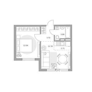2-к квартира, вторичка, 35м2, 4/6 этаж