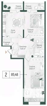 2-к квартира, вторичка, 90м2, 8/10 этаж