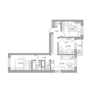 3-к квартира, вторичка, 68м2, 13/25 этаж