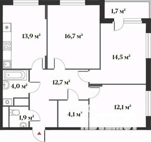 3-к квартира, вторичка, 82м2, 2/6 этаж