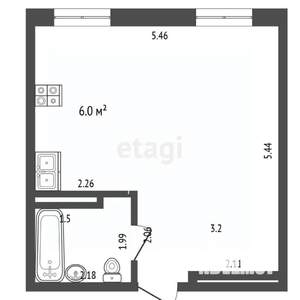 Студия квартира, вторичка, 30м2, 4/6 этаж