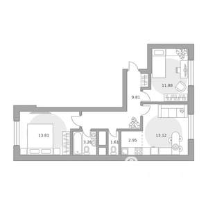 3-к квартира, вторичка, 56м2, 3/25 этаж