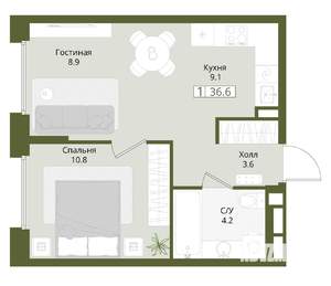 1-к квартира, вторичка, 37м2, 1/8 этаж