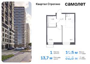 1-к квартира, вторичка, 33м2, 23/24 этаж