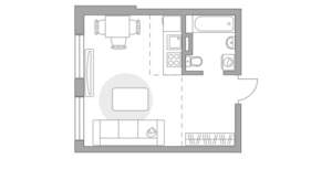 Студия квартира, вторичка, 28м2, 1/5 этаж