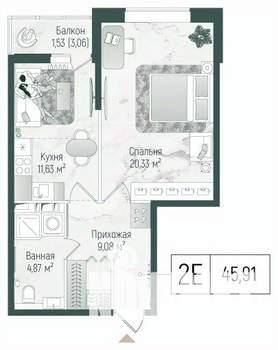 1-к квартира, вторичка, 47м2, 5/10 этаж