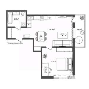 2-к квартира, вторичка, 55м2, 3/25 этаж