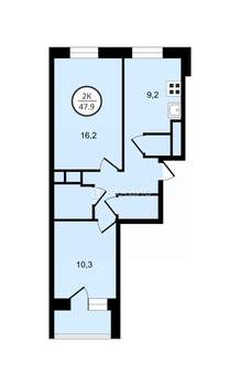 2-к квартира, вторичка, 48м2, 7/8 этаж