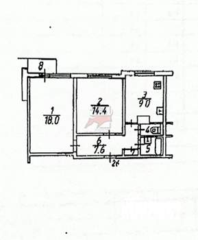 2-к квартира, вторичка, 54м2, 7/12 этаж