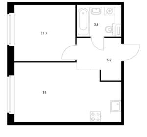 1-к квартира, вторичка, 39м2, 5/9 этаж