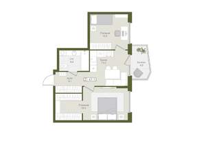 2-к квартира, вторичка, 47м2, 2/8 этаж