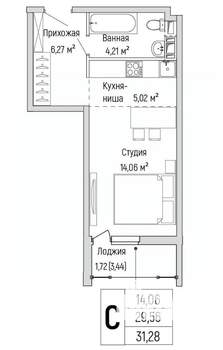 Студия квартира, вторичка, 31м2, 5/9 этаж