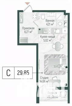 Студия квартира, вторичка, 31м2, 9/10 этаж