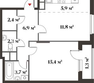 2-к квартира, вторичка, 51м2, 5/6 этаж