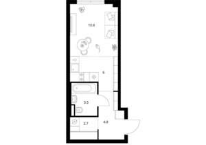 Студия квартира, вторичка, 28м2, 6/9 этаж