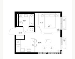 1-к квартира, вторичка, 33м2, 3/17 этаж