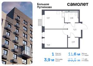 1-к квартира, вторичка, 33м2, 15/17 этаж