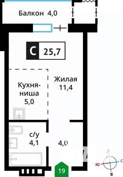 Студия квартира, вторичка, 26м2, 3/6 этаж