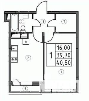 1-к квартира, вторичка, 41м2, 2/6 этаж