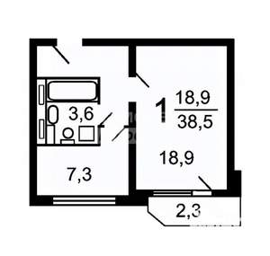 1-к квартира, вторичка, 39м2, 18/26 этаж