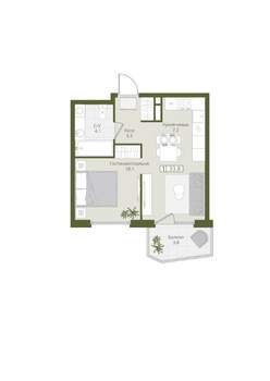 1-к квартира, вторичка, 34м2, 2/8 этаж