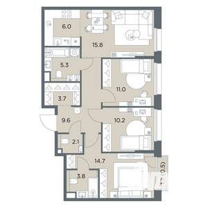 4-к квартира, вторичка, 83м2, 5/6 этаж
