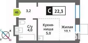 Студия квартира, вторичка, 22м2, 7/9 этаж