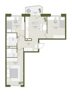 3-к квартира, вторичка, 67м2, 2/8 этаж