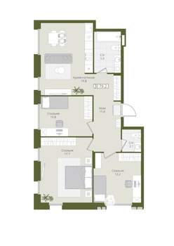 3-к квартира, вторичка, 79м2, 1/8 этаж