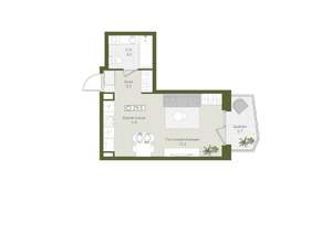 Студия квартира, вторичка, 30м2, 4/8 этаж