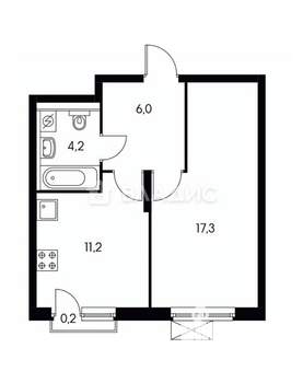 1-к квартира, вторичка, 38м2, 6/9 этаж