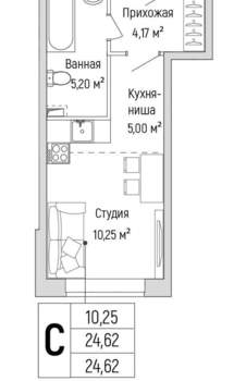 Студия квартира, вторичка, 25м2, 1/9 этаж