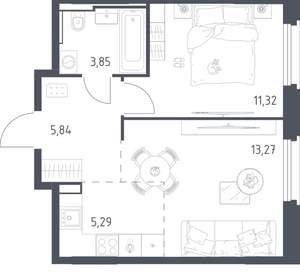 1-к квартира, вторичка, 40м2, 6/24 этаж