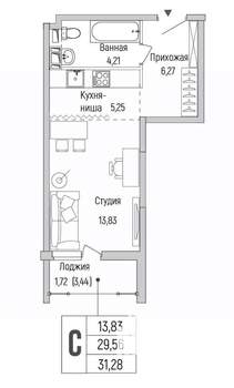Студия квартира, вторичка, 31м2, 2/9 этаж