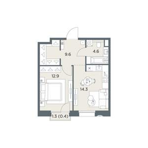 1-к квартира, вторичка, 42м2, 5/6 этаж