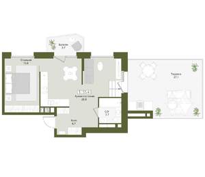 1-к квартира, вторичка, 55м2, 7/8 этаж