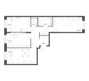 3-к квартира, вторичка, 76м2, 24/24 этаж
