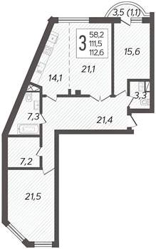 3-к квартира, вторичка, 112м2, 5/9 этаж