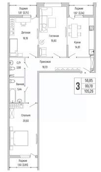 2-к квартира, вторичка, 105м2, 2/9 этаж