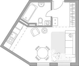 Студия квартира, вторичка, 28м2, 6/6 этаж