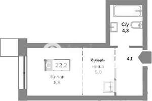 Студия квартира, вторичка, 22м2, 17/17 этаж