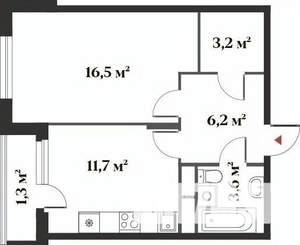 1-к квартира, вторичка, 42м2, 5/6 этаж