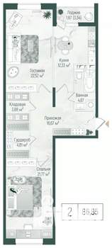 2-к квартира, вторичка, 89м2, 6/10 этаж