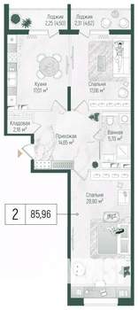2-к квартира, вторичка, 90м2, 5/10 этаж